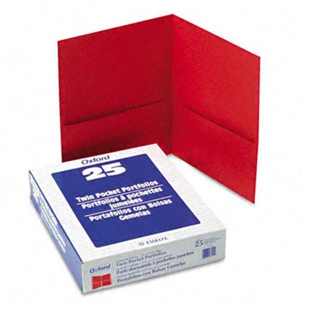 ESSELTE PENDAFLEX CORP. Twin-Pocket Portfolio Embossed Leather Grain Paper Red ES32279